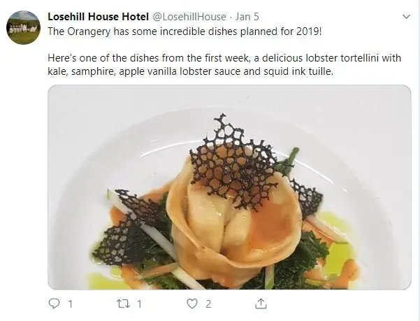Twitter post for restaurant