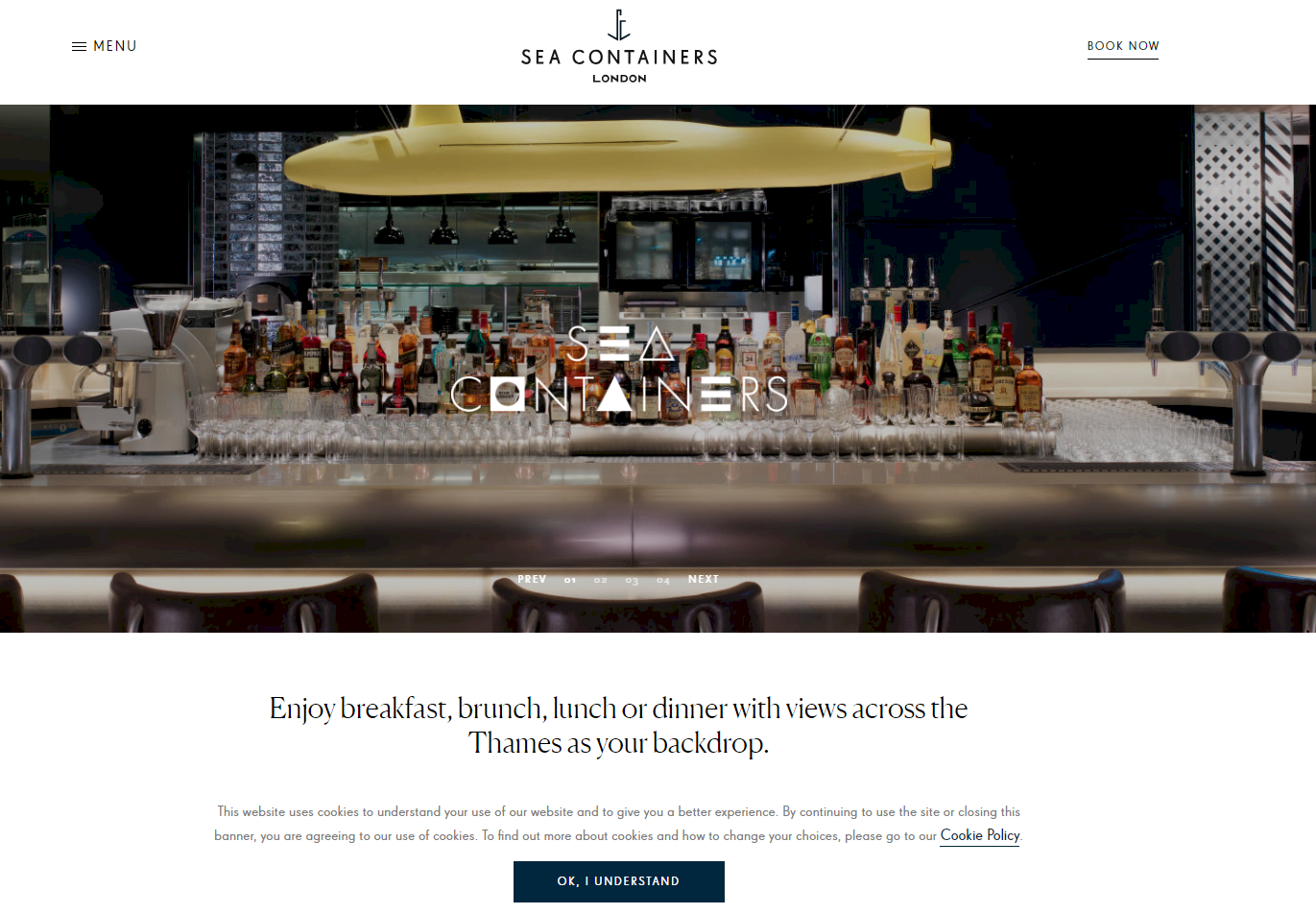 Screenshot of Sea Containers London's website