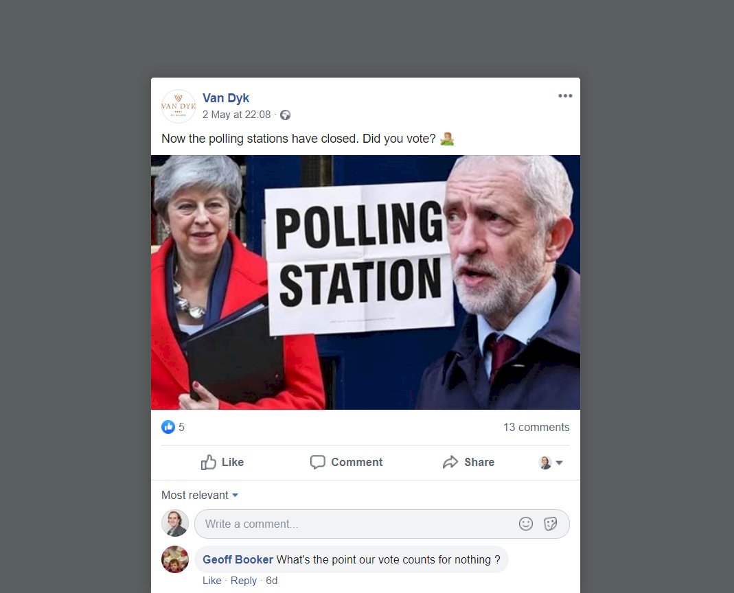 Screenshot of facebook - uk politicians