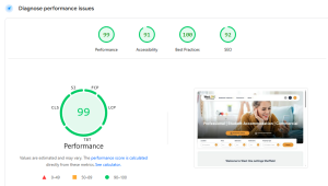 Image of the West One website page speed insights test