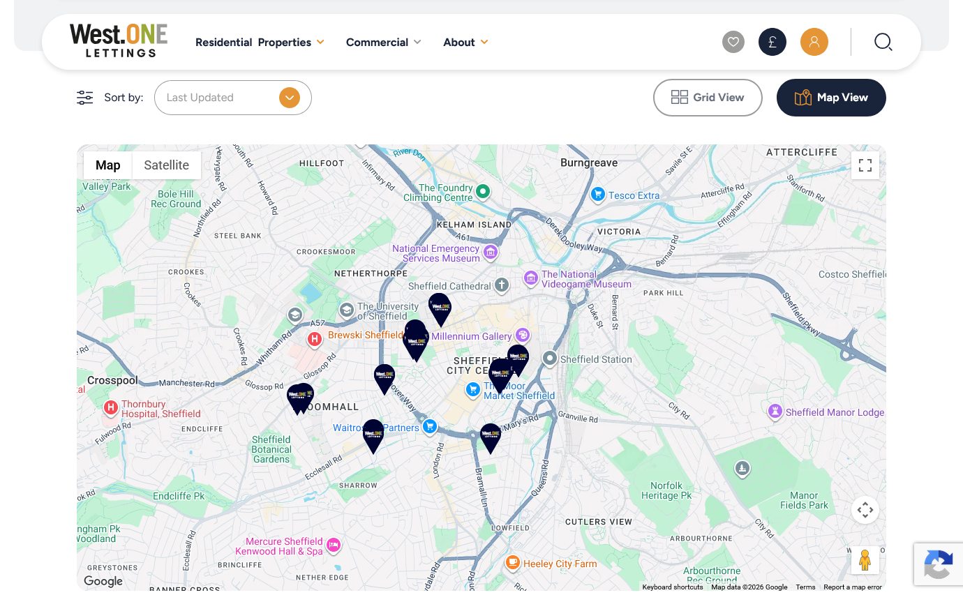 West One Lettings Residential Map