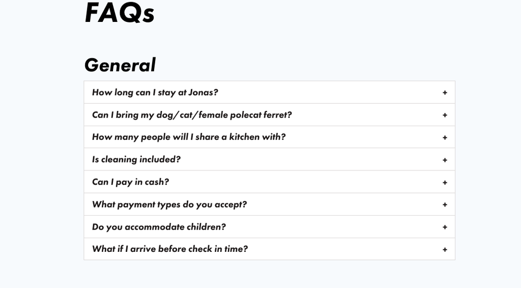 A well built faq page for a hotel by Arise Digital Marketing